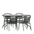 thumbnail image 1 of Flash Furniture Lila Series 5-Piece Steel/Aluminum Glass Patio Table and Chair Set, Black, 1 of 11