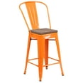 thumbnail image 1 of Flash Furniture Lily 24" High Orange Metal Counter Height Stool with Back and Wood Seat, 1 of 6
