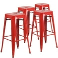 thumbnail image 1 of Flash Furniture Lily 4 Pack Commercial Grade 30" High Backless Red Metal Indoor-Outdoor Barstool with Square Seat, 1 of 14