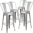 thumbnail image 1 of Flash Furniture Lily Commercial Grade 4 Pack 30" High Silver Metal Indoor-Outdoor Barstool with Removable Back, 1 of 13