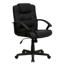Flash Furniture Lindon Mid-Back Black LeatherSoft Swivel Task Office Chair with Arms