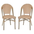 thumbnail image 1 of Flash Furniture Lourdes Set of 2 Indoor/Outdoor Commercial Bistro Stack Chairs, Natural/White PE Rattan Back & Seat, Bamboo Print Light Natural Aluminum Frame, 1 of 13