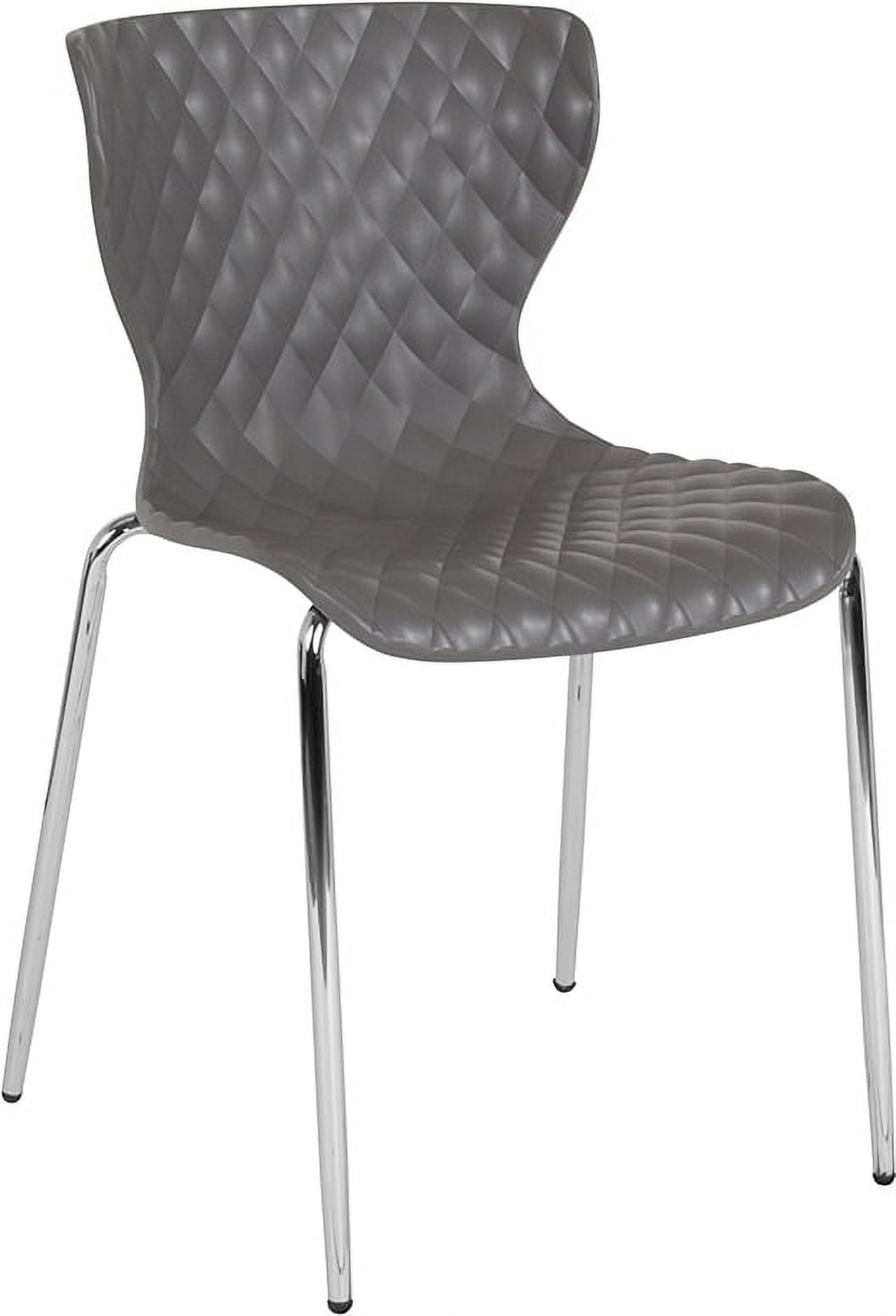 Quilted Diamond Gray Plastic Stackable Modern Chair