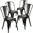 thumbnail image 1 of Flash Furniture Luke Commercial Grade 4 Pack Black-Antique Gold Metal Indoor-Outdoor Stackable Chair, 1 of 8