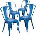thumbnail image 1 of Flash Furniture Luke Commercial Grade 4 Pack Blue Metal Indoor-Outdoor Stackable Chair, 1 of 7
