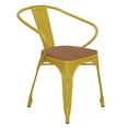 thumbnail image 1 of Flash Furniture Luna Commercial Grade Yellow Metal Indoor-Outdoor Chair with Arms with Teak Poly Resin Wood Seat, 1 of 13