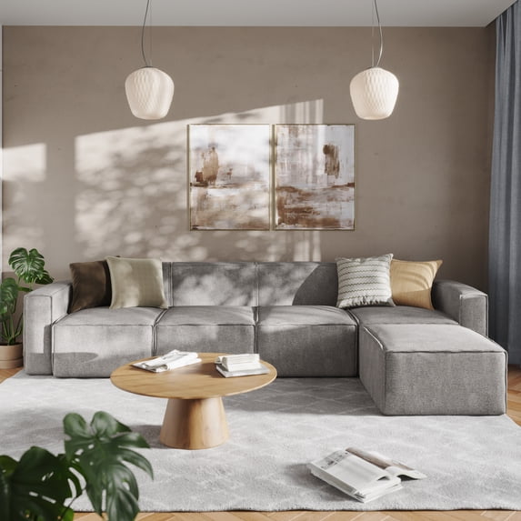Flash Furniture Luxury Modular 5 Piece Sectional Sofa, Gray