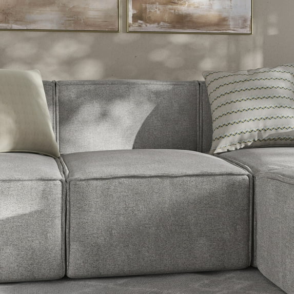 Flash Furniture Luxury Modular Sectional Sofa, Armless Center Seat, Gray