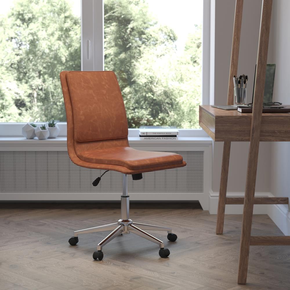 Free Shipping Flash Furniture Madigan Faux Leather Mid Back Office Chair with Casters 300 lb Gray Walmart