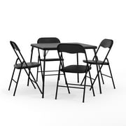 Flash Furniture Madison 5-Piece Portable Folding Card Game Table and Chairs Set, Black