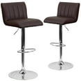 thumbnail image 1 of Flash Furniture Mallory 2 Pk. Contemporary Brown Vinyl Adjustable Height Barstool with Vertical Stitch Back/Seat and Chrome Base, 1 of 8