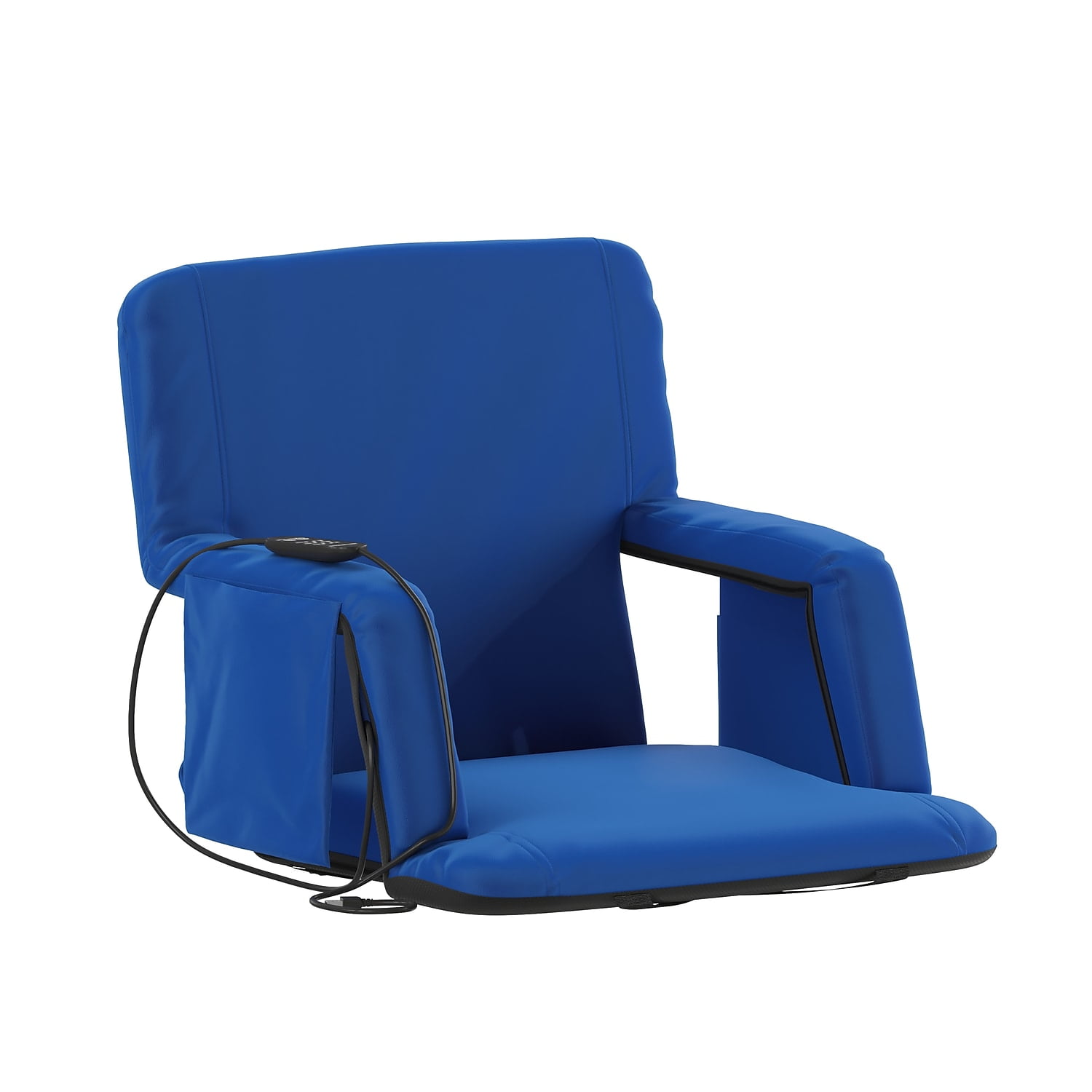 Blue Heated Portable Reclining Stadium Chair with Armrests