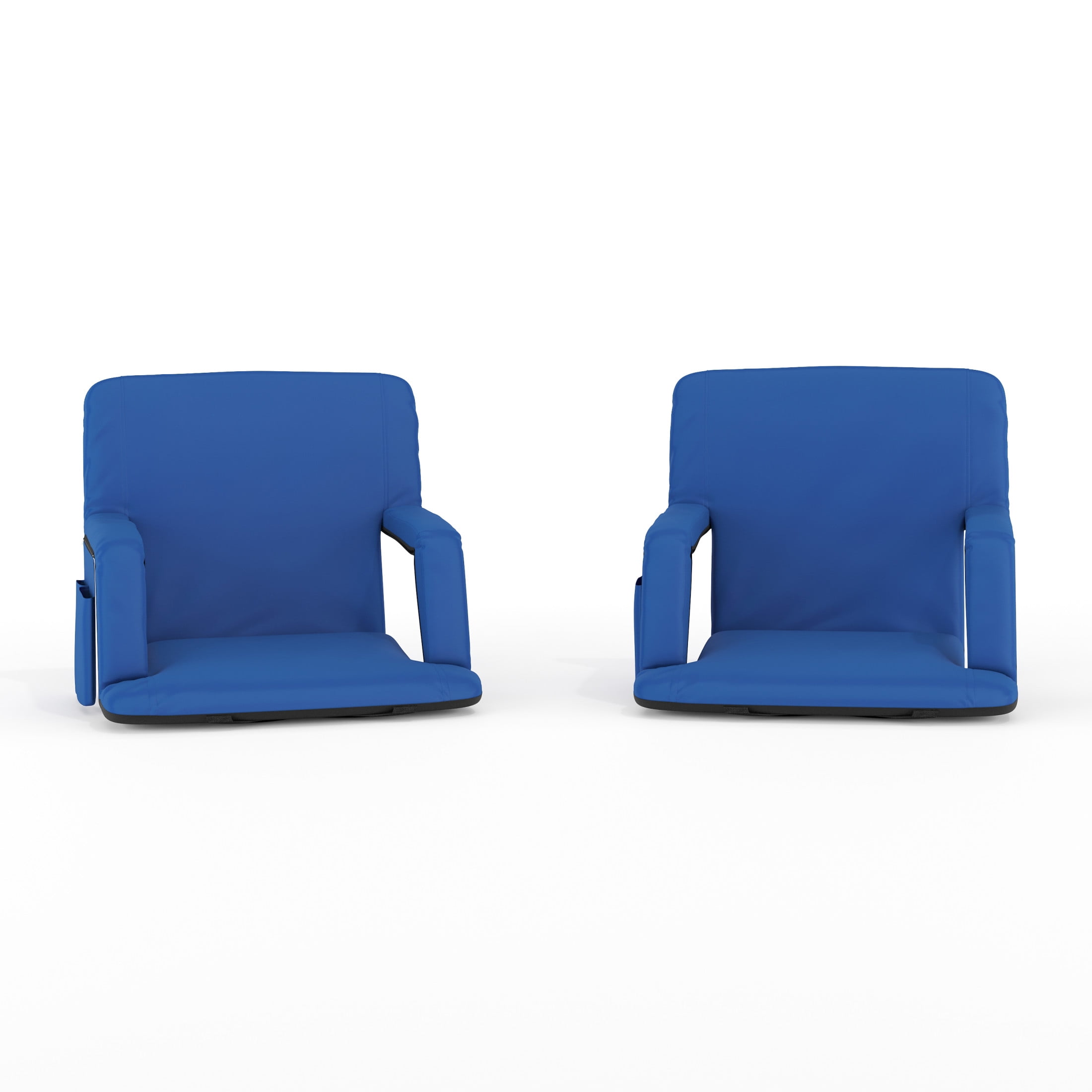 Set of 2 Blue Polyester Reclining Stadium Chairs with Armrests