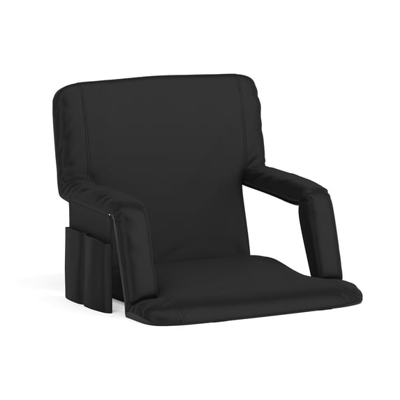 Flash Furniture Malta Reclining Backpack Stadium Chair with Armrests and Storage, Black