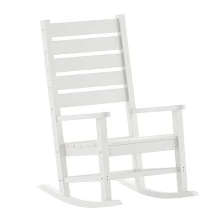 Flash Furniture Manchester Contemporary Rocking Chair, All-Weather HDPE Indoor/Outdoor Rocker in White