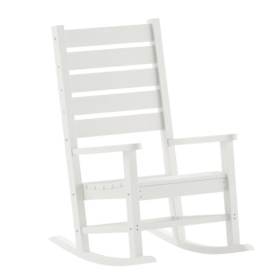 Flash Furniture Manchester Contemporary Rocking Chair, All-Weather HDPE Indoor/Outdoor Rocker in White