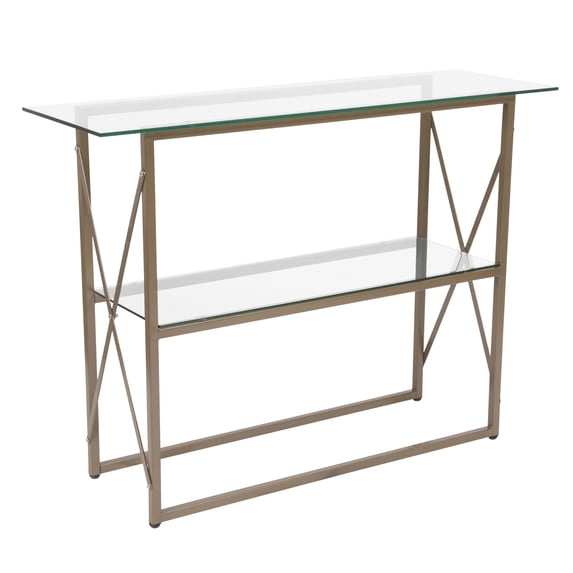 Flash Furniture Mar Vista Collection Glass Console Table with Matte Gold Frame