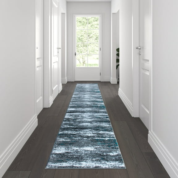 Flash Furniture Marian Rectangular Distressed Contemporary Grey, Turquoise Area Rug, 2' x 11'
