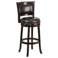 thumbnail image 1 of Flash Furniture Mark 29'' High Cappuccino Wood Barstool with Panel Back and Black LeatherSoft Swivel Seat, 1 of 12