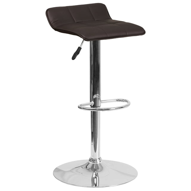 Flash Furniture Mark Contemporary Brown Vinyl Adjustable Height Barstool with Quilted Wave Seat and Chrome Base
