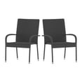 thumbnail image 1 of Flash Furniture Maxim Set of 2 Stackable Indoor/Outdoor Wicker Dining Chairs with Arms - Fade & Weather-Resistant Steel Frames - Gray, 1 of 13
