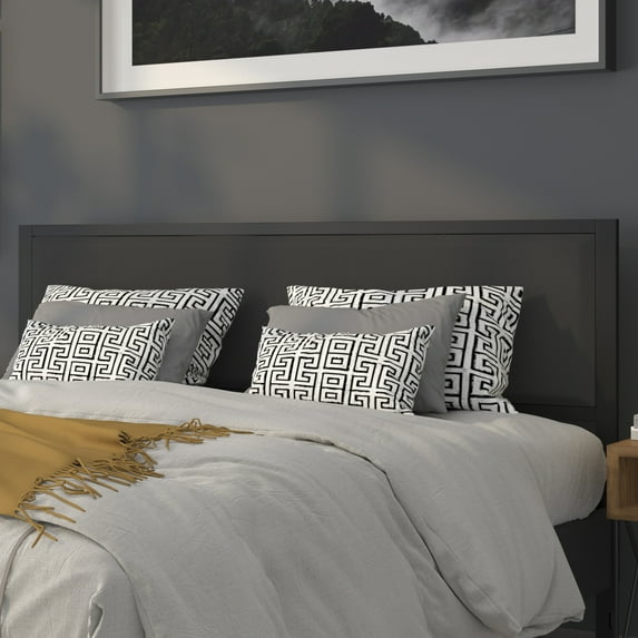 Flash Furniture Melbourne Metal Upholstered King Size Headboard in Black Fabric