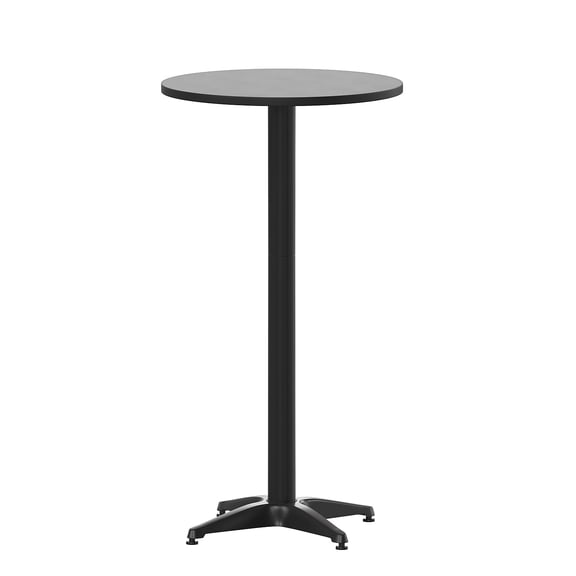Flash Furniture Mellie 23.25" Black Round Metal Indoor-Outdoor Bar Height Table with Flip-Up Table
