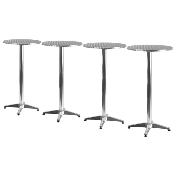 Flash Furniture Mellie 23.25" Round Aluminum Indoor-Outdoor Bar Height Table with Flip-Up Table - Set of 4