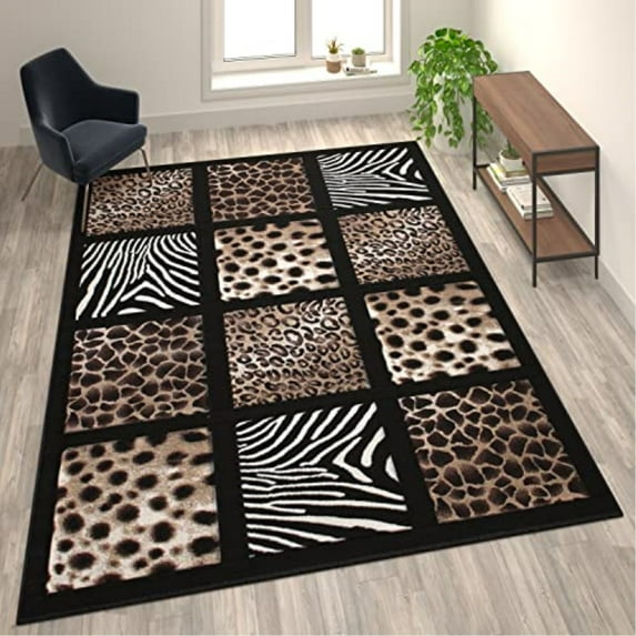 Flash Furniture Menagerie Rectangular Contemporary Beige, Brown, Black Area Rug, 8' x 11'