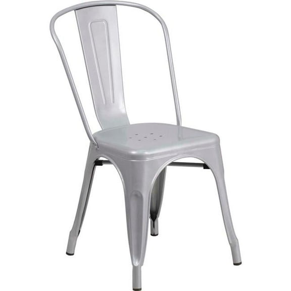 Flash Furniture Metal Indoor-Outdoor Stackable Chair - Silver