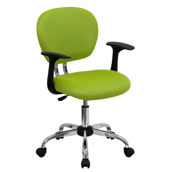 Flash Furniture Mid-Back Apple Green Mesh Padded Swivel Task Office Chair with Chrome Base and Arms