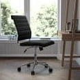 thumbnail image 1 of Flash Furniture Mid-Back Armless Black LeatherSoft Contemporary Ribbed Executive Swivel Office Chair, 1 of 15