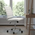 thumbnail image 1 of Flash Furniture Mid-Back Armless White LeatherSoft Contemporary Ribbed Executive Swivel Office Chair, 1 of 15