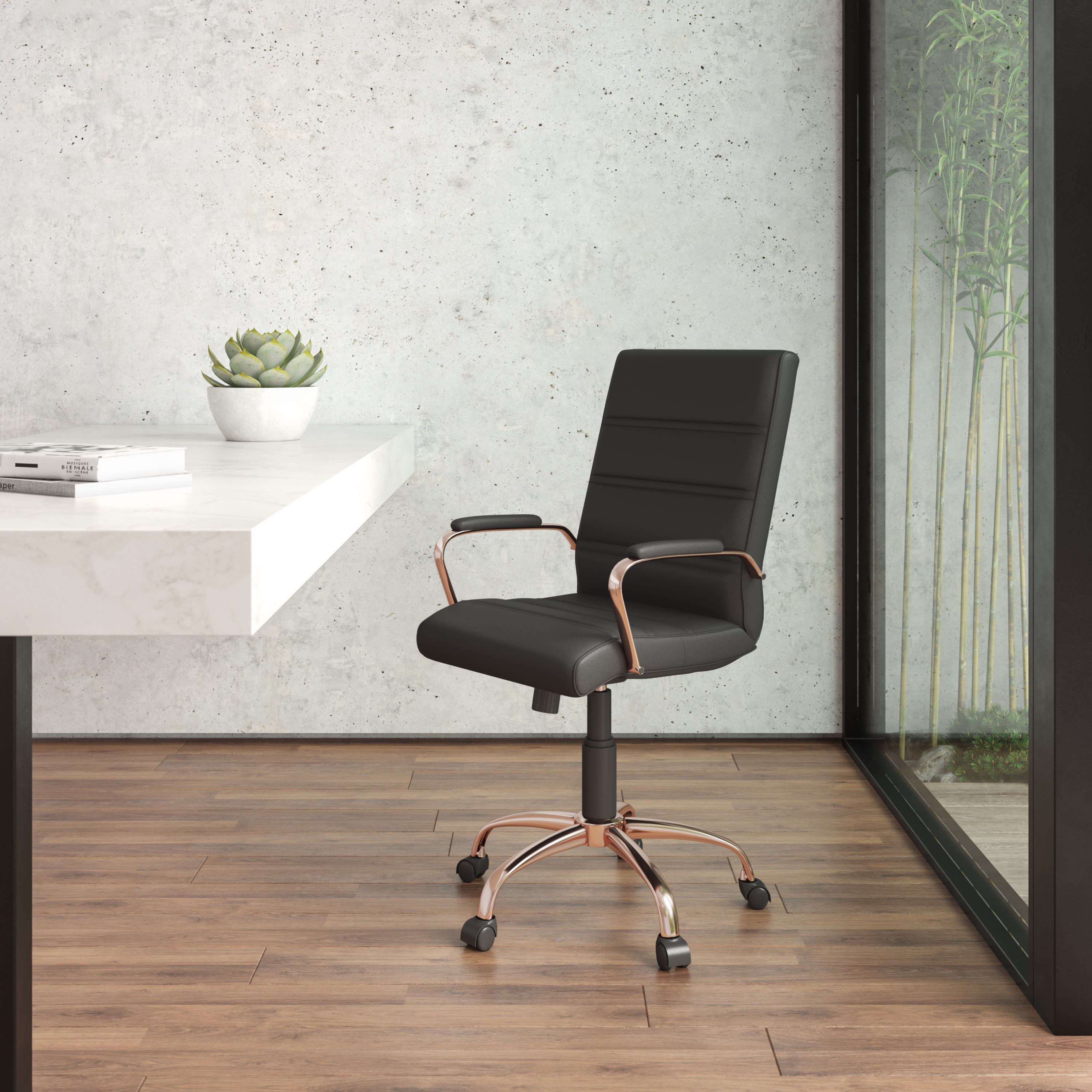 Flash Furniture Mid Back White LeatherSoft Executive Swivel Office