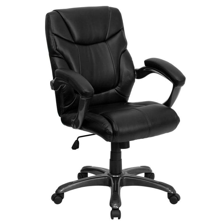 Kalman Mid-Back LeatherSoft Executive Swivel Office Chair with Padded Arms Upper Square Upholstery Color: Black