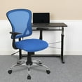 thumbnail image 1 of Flash Furniture Mid-Back Blue Mesh Swivel Task Office Chair with Chrome Base and Arms, 1 of 12