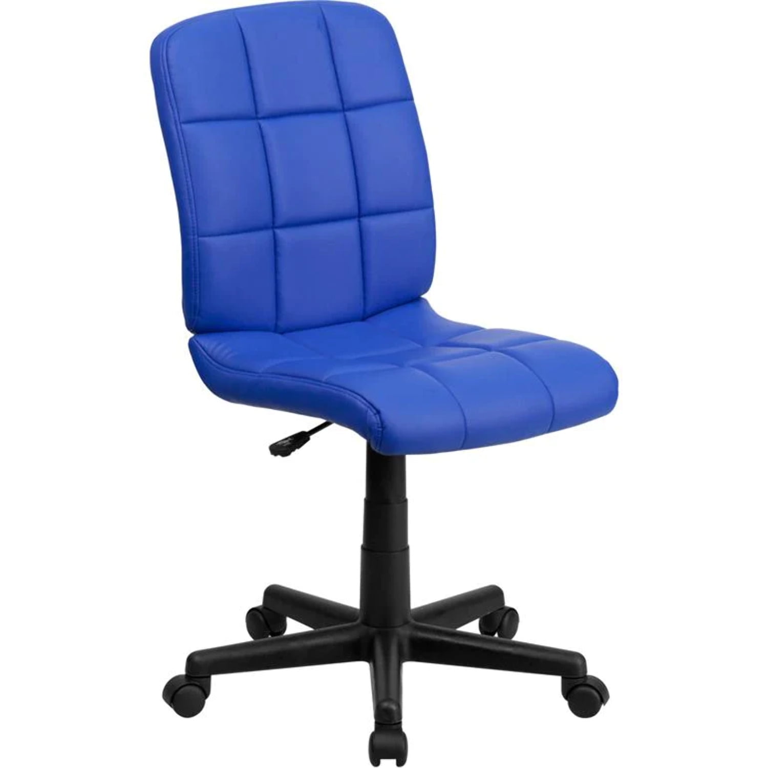 Mid-Back Blue Quilted Vinyl Armless Task Chair