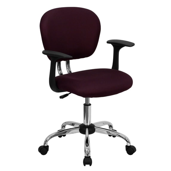 Flash Furniture Mid-Back Burgundy Mesh Padded Swivel Task Office Chair with Chrome Base and Arms
