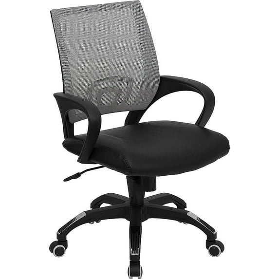 Flash Furniture Mid-Back Computer Chair with Black Leather Seat