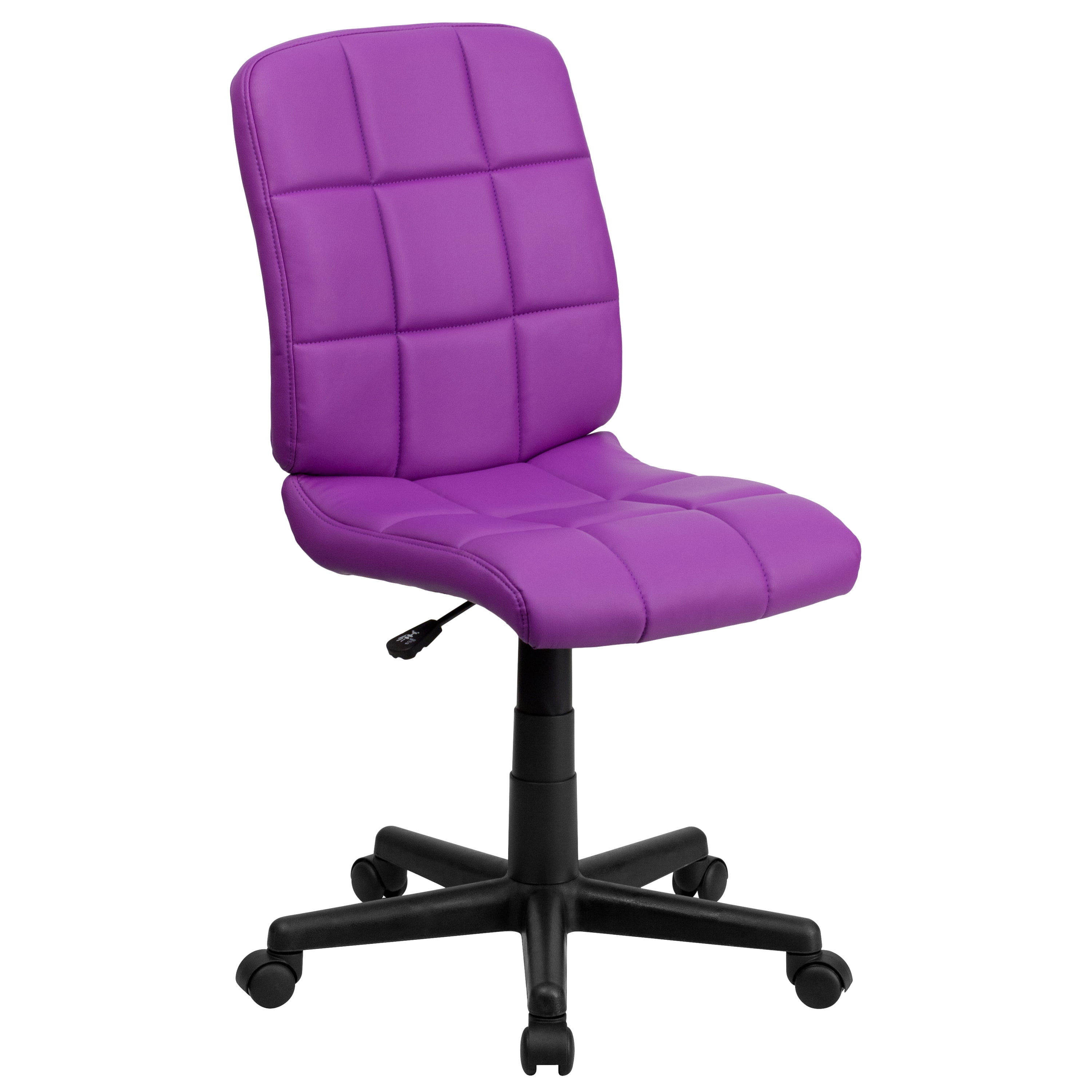 Violet Quilted Vinyl Armless Mid-Back Task Chair