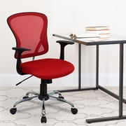 Flash Furniture Mid-Back Red Mesh Swivel Task Office Chair with Chrome Base and Arms