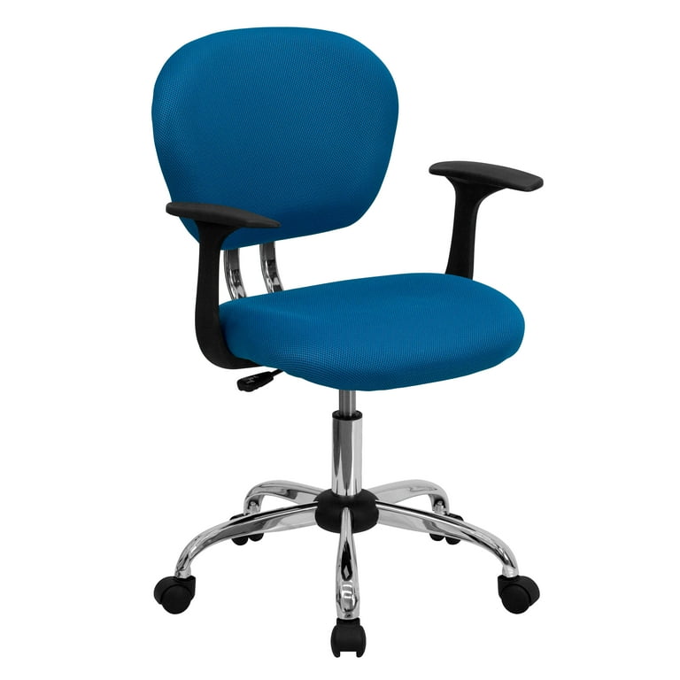 Flash Furniture Mid-Back Turquoise Mesh Padded Swivel Task Office Chair  with Chrome Base and Arms