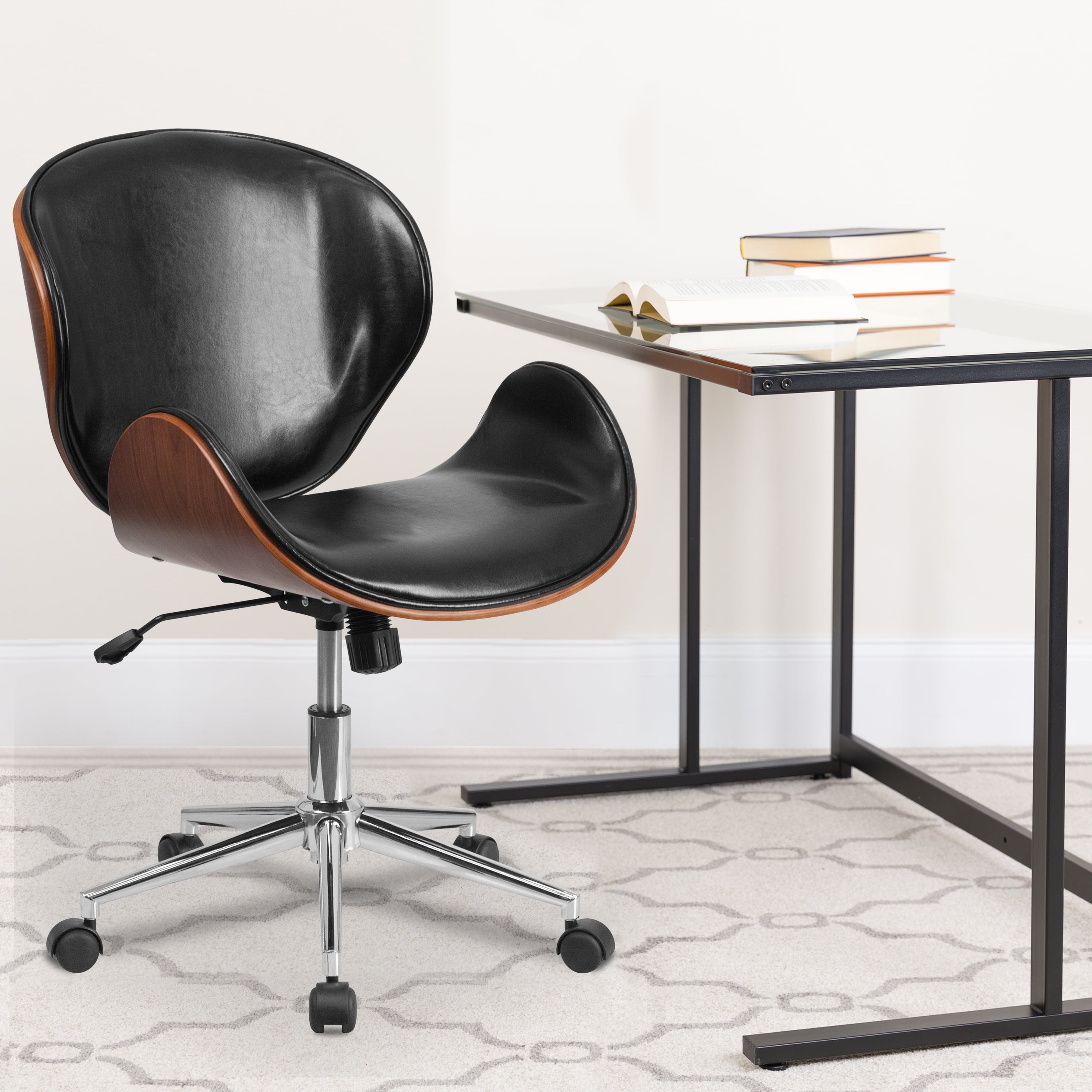 Flash Furniture Mid Back Walnut Wood Conference Office Chair in