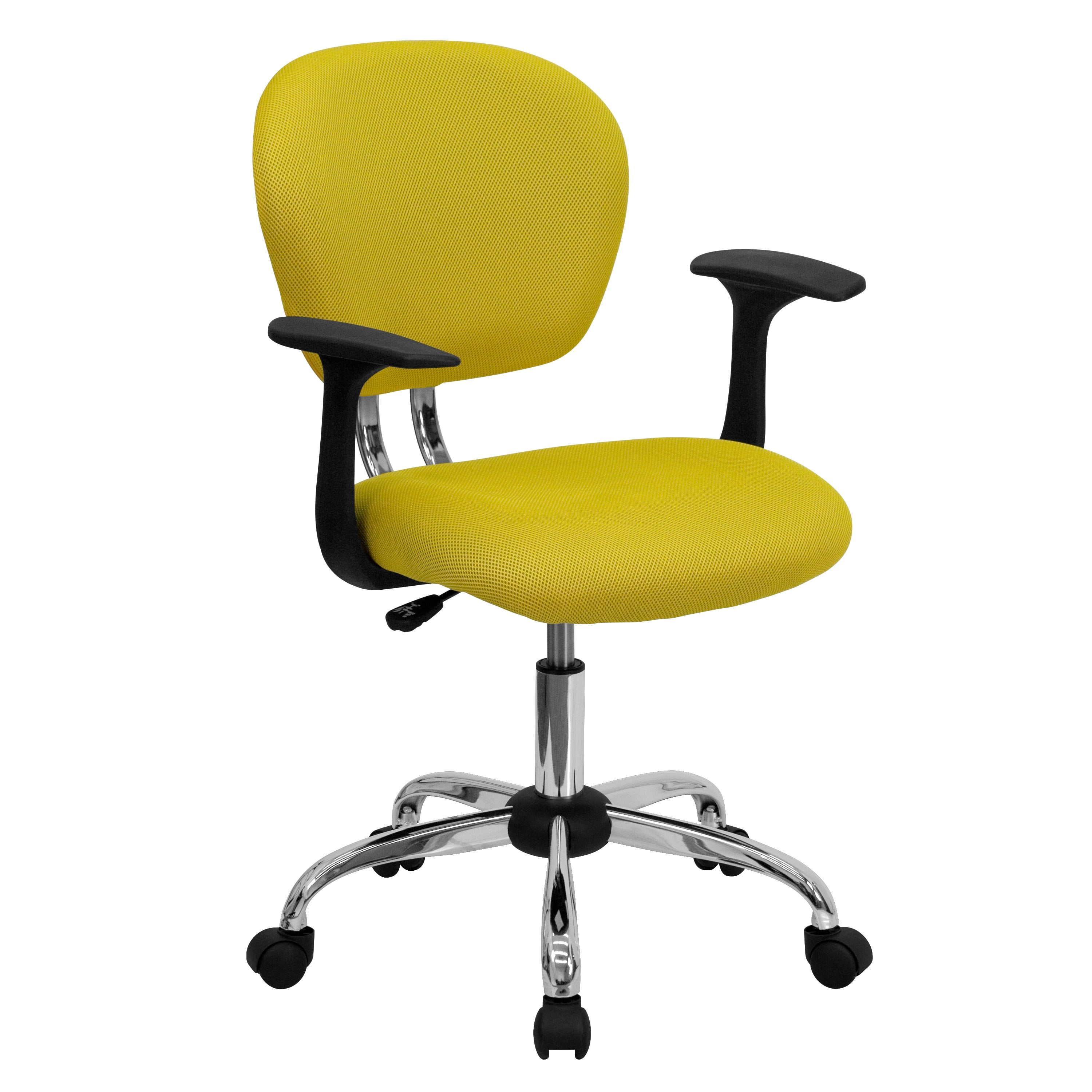 Ergonomic Mid-Back Mesh Task Chair in Vibrant Yellow with Metal Base