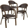 thumbnail image 1 of Flash Furniture Milano Rattan Patio Dining Arm Chair in Dark Brown (Set of 3), 1 of 8