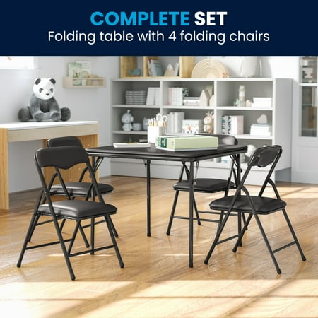 Flash Furniture Mindy Kids 5-Piece Folding Square Activity Table and Chairs Set, Black