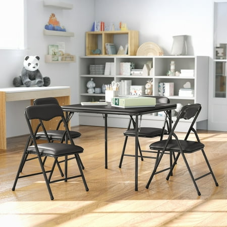 Flash Furniture Mindy Kids 5-Piece Folding Square Activity Table and Chairs Set, Black