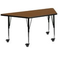 thumbnail image 1 of Flash Furniture Mobile 22.5''W x 45''L Trapezoid Oak HP Laminate Activity Table - Height Adjustable Short Legs, 1 of 5