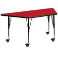 thumbnail image 1 of Flash Furniture Mobile 22.5''W x 45''L Trapezoid Red HP Laminate Activity Table - Height Adjustable Short Legs, 1 of 5