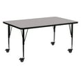 thumbnail image 1 of Flash Furniture Mobile 24''W x 60''L Rectangular Grey HP Laminate Activity Table - Height Adjustable Short Legs, 1 of 3